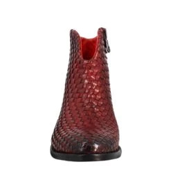 Women's Ankle Boot In Woven Leather With Red Medium Heel -Shoes Store Stivaletto da donna in pelle intrecciata colore rosso 10065INTRECCIOROSSO 3