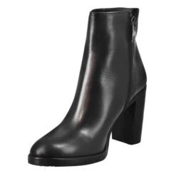 Smooth Women's Ankle Boot With High Heel In Black Leather -Shoes Store Stivaletto da donna liscio con tacco alto in pelle 8559nero 4
