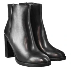 Smooth Women's Ankle Boot With High Heel In Black Leather -Shoes Store Stivaletto da donna liscio con tacco alto in pelle 8559nero 7