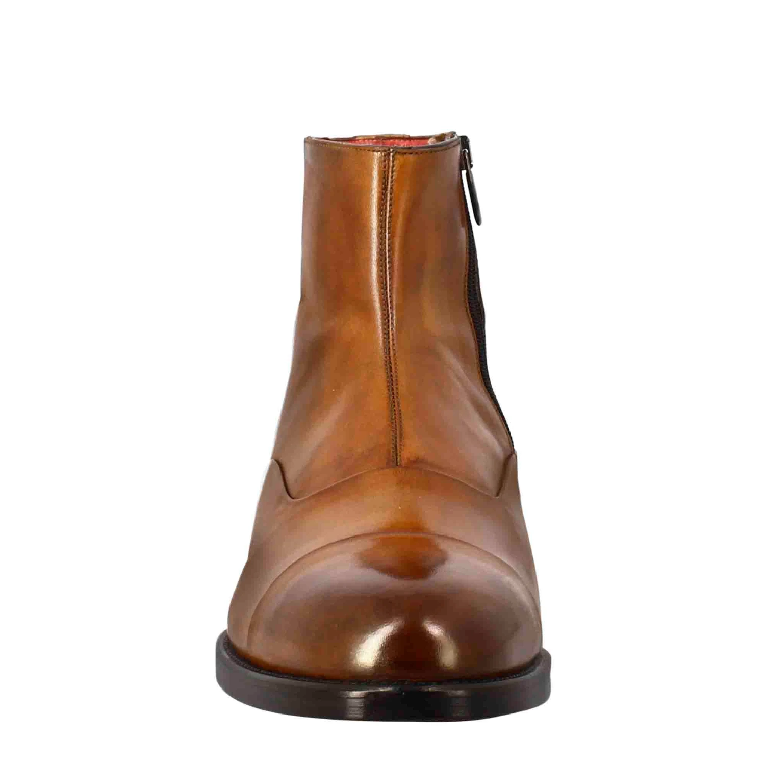 Men's Ankle Boot In Light Brown Leather With Zip Closure 5 Men's Ankle Boot In Light Brown Leather With Zip Closure - Image 3