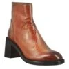 Women's Low Diver Boot With Heel In Dark Brown Washed Leather