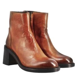 Women's Low Diver Boot With Heel In Dark Brown Washed Leather -Shoes Store Stivaletto diver basso da donna con tacco in 20pella cuoio 263824DIVERCUOIO2 7