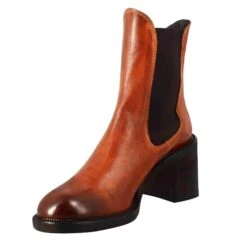 Women's Chelsea Diver Boot With Heel In Tan Washed Leather -Shoes Store Stivaletto diver chelsea in 20pelle cuoio 263825divercuoio2 4