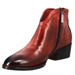 Smooth Women's Ankle Boot With Medium Heel In Red Leather -Shoes Store Stivaletto in pelle liscia con tacco medio 10065rosso 4