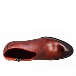 Smooth Women's Ankle Boot With Medium Heel In Red Leather -Shoes Store Stivaletto in pelle liscia con tacco medio 10065rosso 5