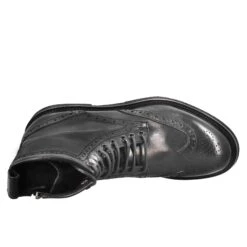 Women's Amphibious Ankle Boot With Paupa Brogue Details In Black Washed Leather -Shoes Store anfibio da donna brogue in pelle 35773 39 papua nero 5