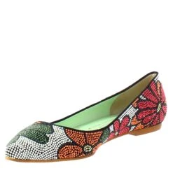 Dark Blue Women's Ballet Flats In Suede With Rhinestones -Shoes Store ballerine da donna scamosciata con strass versilia15abyss 4