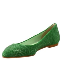 Women's Green Suede Ballet Flats With Rhinestones -Shoes Store ballerine da 20donna scamosciati con strass versilia13verde 4