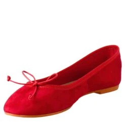 Light Red Suede Ballet Flats For Women Without Lining -Shoes Store ballerine leggere da donna in camoscio 7216coral 4