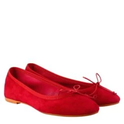 Light Red Suede Ballet Flats For Women Without Lining -Shoes Store ballerine leggere da donna in camoscio 7216coral 7