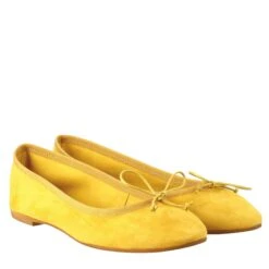Light Unlined Yellow Suede Ballet Flats For Women -Shoes Store ballerine leggere da donna in camoscio 7216giallo 7