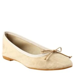 Women's Light Taupe Suede Ballet Flats Without Lining