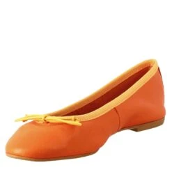Light Women's Orange Flats Shoes In Smooth Leather -Shoes Store ballerine leggere da donna in pelle 72167216nappaarancione 4