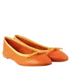 Light Women's Orange Flats Shoes In Smooth Leather -Shoes Store ballerine leggere da donna in pelle 72167216nappaarancione 7