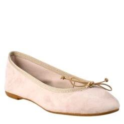 Light Pink Suede Women's Ballet Flats Without Lining