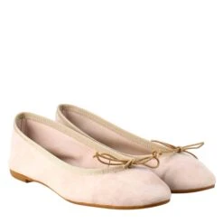 Light Pink Suede Women's Ballet Flats Without Lining -Shoes Store ballerine leggere da donna in pelle 7216nappacipria 7