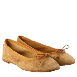 Light Brown Suede Women's Ballet Flats Without Lining -Shoes Store ballerine leggere da donna in pelle 7216nappacuoio 7