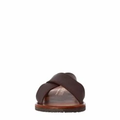 Men's Handmade Slipper Sandals With Crossed Bands In Brown Leather -Shoes Store ciabatta con fasce incrociate da uomo pelle m5609sequoia 3