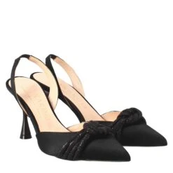 Women's Décolleté In Black Satin With Accessory Handmade In Italy -Shoes Store de CC 81collete CC 81 da donna in raso 1784nero 7