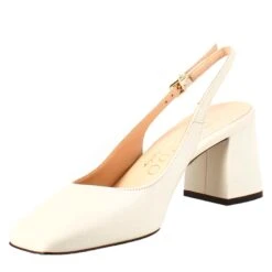Women's Slingback Décolleté In Pointy Cream Colored Leather -Shoes Store de CC 81collete CC 81 slingback da donna in pelle 6510 4