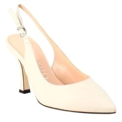 Décolleté With High Heels For Women In Cream Colored Leather
