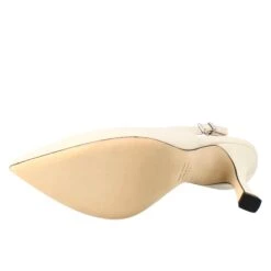 Décolleté With High Heels For Women In Cream Colored Leather -Shoes Store decollette CC 80 chanel da donna in pelle 1607crema 6