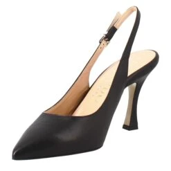 Décolleté With High Heels For Women In Black Leather -Shoes Store decollette CC 80 chanel da donna in pelle 1607nero 4