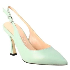 Décolleté With High Heels For Women In Green Leather