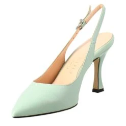 Décolleté With High Heels For Women In Green Leather -Shoes Store decollette CC 80 chanel da donna in pelle 1607verde 4