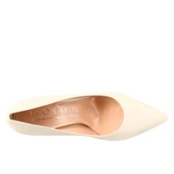 Women's Décolleté In Beige Leather With Pointed Toe -Shoes Store decollette CC 80 da donna in pelle a punta 1606crema 5