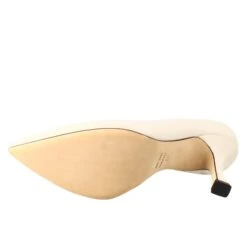 Women's Décolleté In Beige Leather With Pointed Toe -Shoes Store decollette CC 80 da donna in pelle a punta 1606crema 6