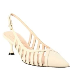 Women's Décolleté In Beige Patent Leather With Pointed Toe