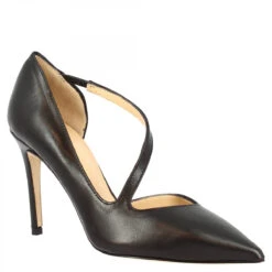 Women's Handmade Elegant Pointed Toe Pumps With High Heels In Black Nappa Leather