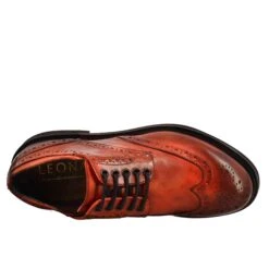 Women's Derby With Paupa Brogue Details In Red Washed Leather -Shoes Store derby da donna con dettagli brogue 3577338PAPUACHILIOIL 5