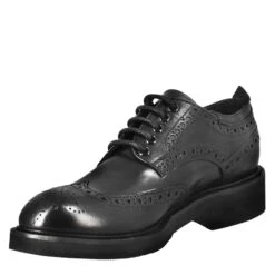 Women's Derby With Paupa Brogue Details In Black Washed Leather -Shoes Store derby da donna con dettagli brogue 3577338PAPUANERO 4