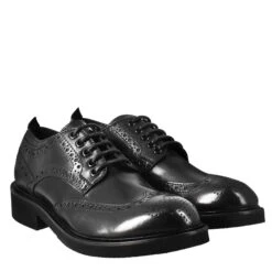 Women's Derby With Paupa Brogue Details In Black Washed Leather -Shoes Store derby da donna con dettagli brogue 3577338PAPUANERO 7