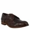 Men's Elegant Vintage Dark Brown Derby In Woven Leather -Shoes Store derby vintage da uomo in pelle intrecciata 34302140marronescuro 2