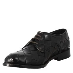 Elegant Vintage Black Derby For Men In Woven Leather -Shoes Store derby vintage da uomo in pelle intrecciata 34302140nero 4