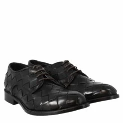 Elegant Vintage Black Derby For Men In Woven Leather -Shoes Store derby vintage da uomo in pelle intrecciata 34302140nero 7