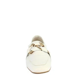 Women's Moccasin In White Calf Leather Handmade With Decorated Clamp. 12 Women's Moccasin In White Calf Leather Handmade With Decorated Clamp. -Shoes Store mocassini donna morsetto pelle bianco 3