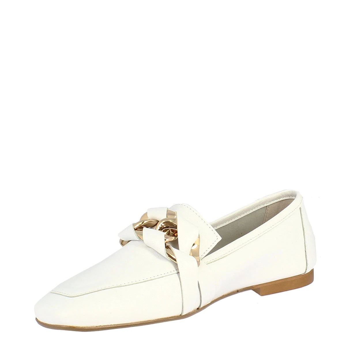 Women's Moccasin In White Calf Leather Handmade With Decorated Clamp. 6 Women's Moccasin In White Calf Leather Handmade With Decorated Clamp. - Image 4