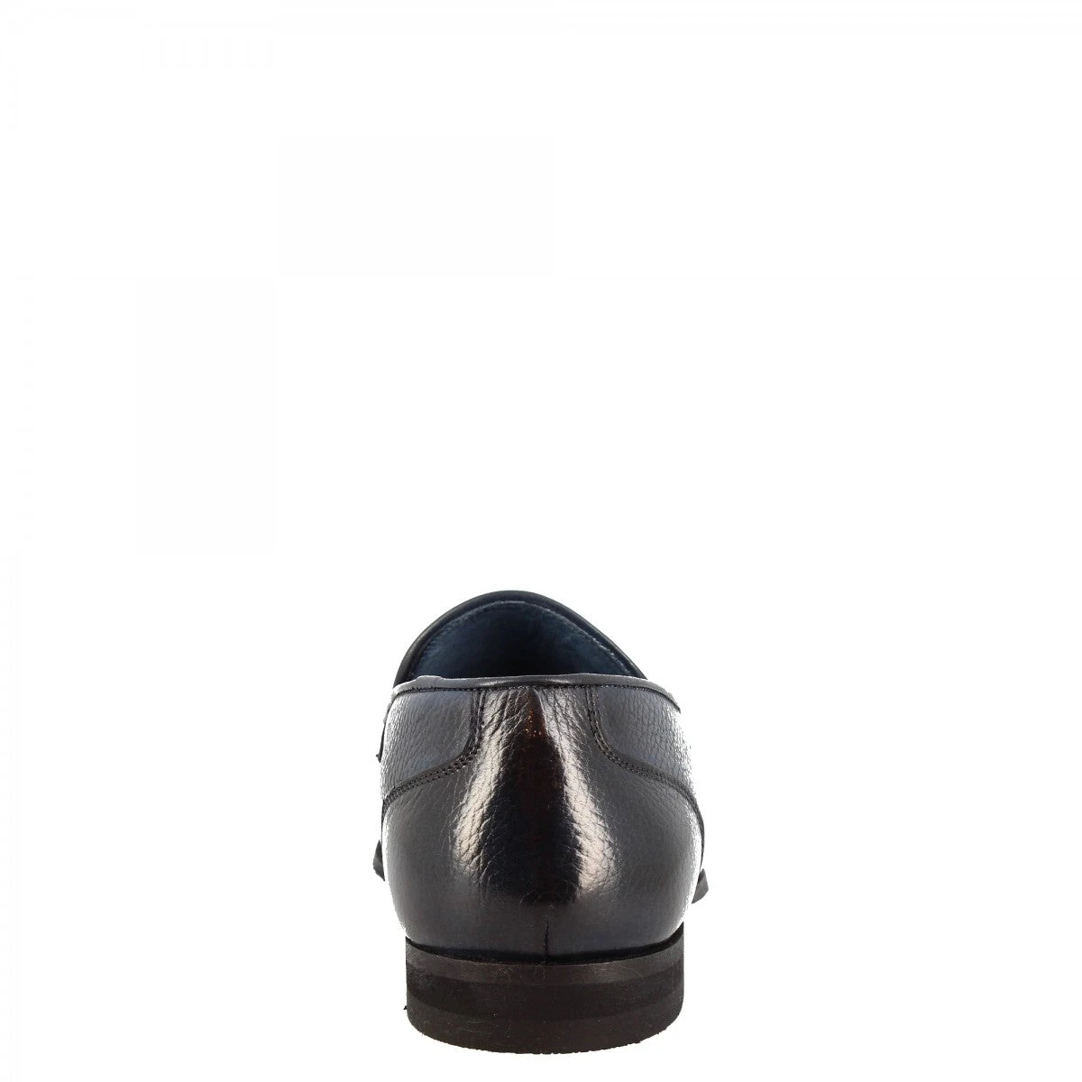 Handmade Men's Loafers With Rounded Toe In Blue Calf LEATHER 7 Handmade Men's Loafers With Rounded Toe In Blue Calf LEATHER - Image 5