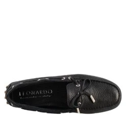 Women's Moccasin With Laces In Black Leather -Shoes Store mocassino da donna con lacci in pelle 003nero 4