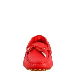 Women's Moccasin With Laces In Red Leather -Shoes Store mocassino da donna con lacci in pelle 003rosso 3