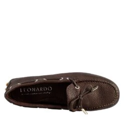 Women's Moccasin With Laces In Dark Brown Leather -Shoes Store mocassino da donna con lacci in pelle 003tdm 4