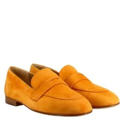 Women's Bag Moccasin In Orange Suede -Shoes Store mocassino da donna in camoscio 222flecce 6