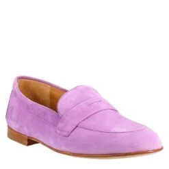 Woman's Bag Moccasin In Lilac Suede
