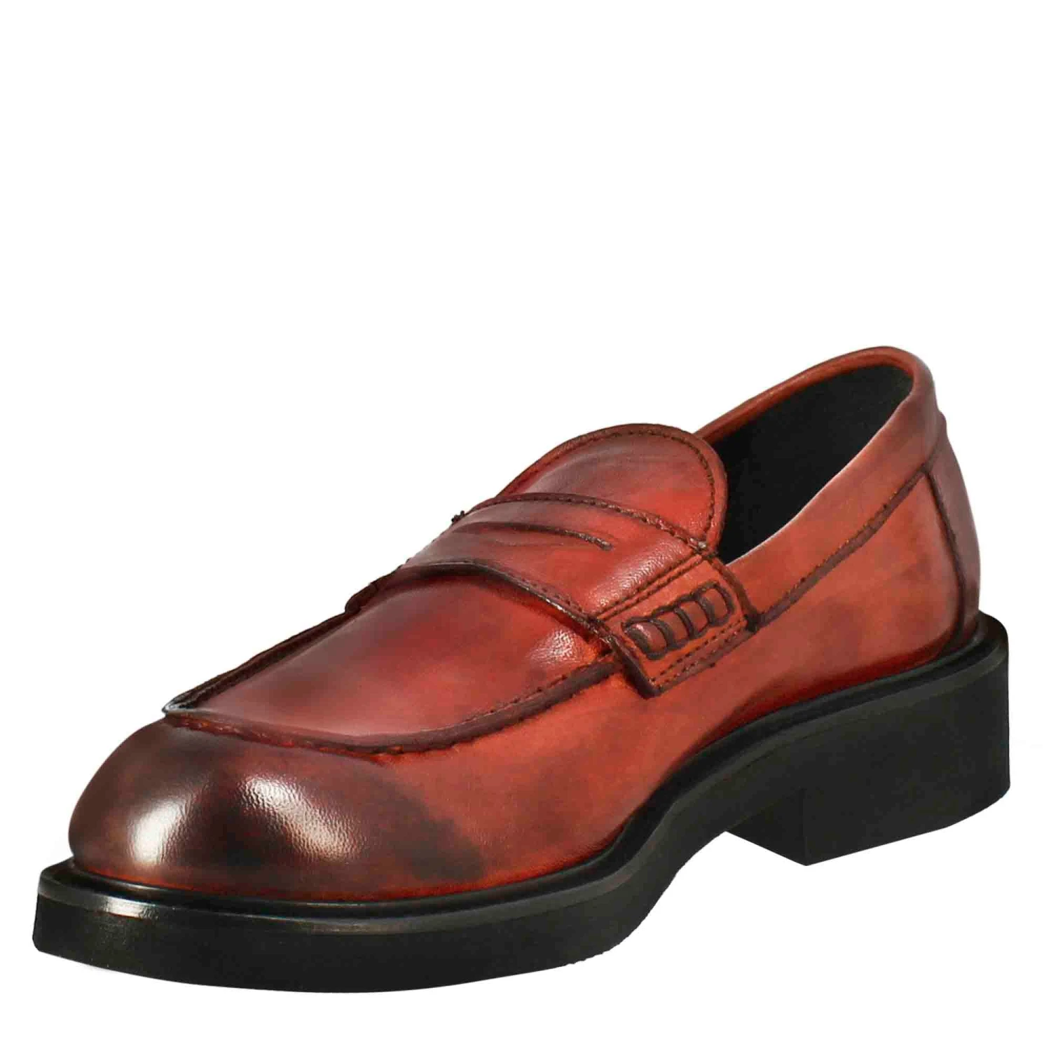 Paupa Women's Moccasin In Red Washed Leather - Image 4