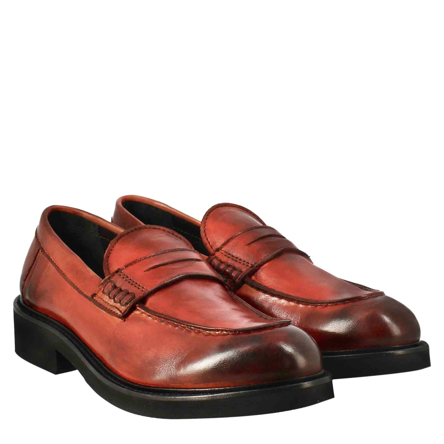 Paupa Women's Moccasin In Red Washed Leather - Image 7