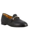 Women's Moccasin In Black Leather With Gold Clamp -Shoes Store mocassino da donna in pelle con morsetto 224marronenero 2